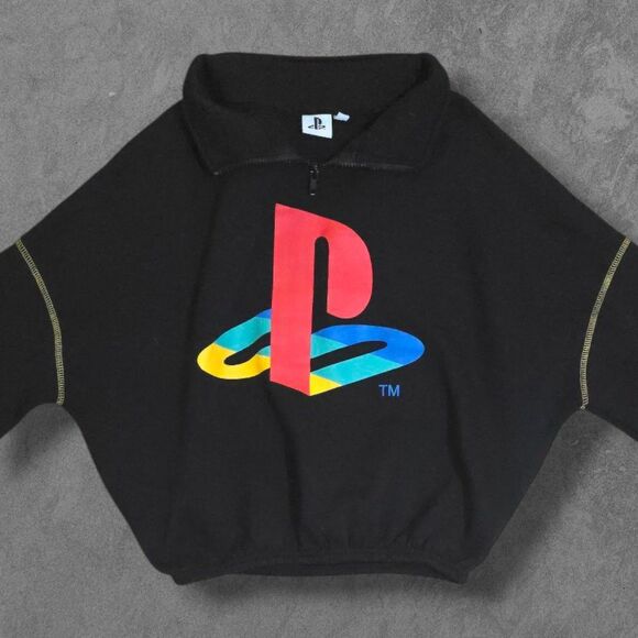 Cropped PlayStation Pullover Sweatshirt Retro Gaming Women's Medium - Picture 2 of 6